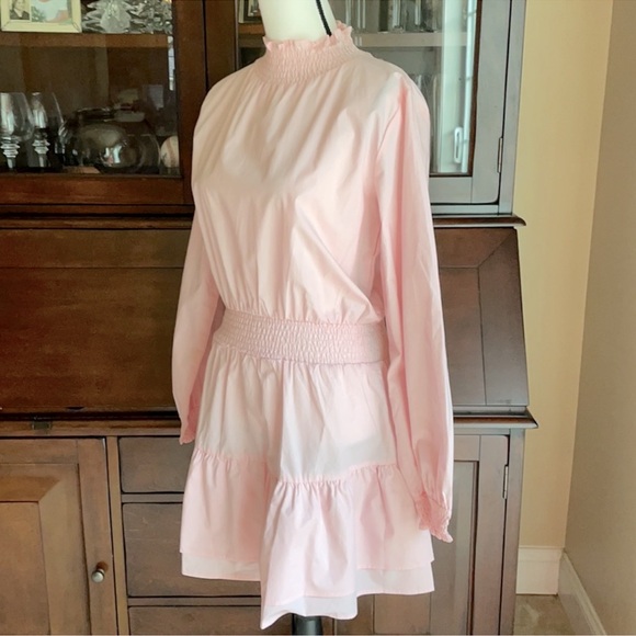 Nasty Gal Coquette Girl Barbie Millennial Blush Pink Smocked Waist Dress Size 4 - Picture 11 of 15